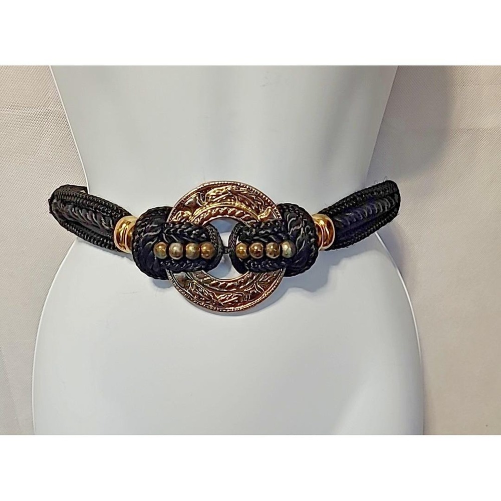 VTG 80's Retro Braided Belt Size L Chunky Cord Belt Bohemian Macrame